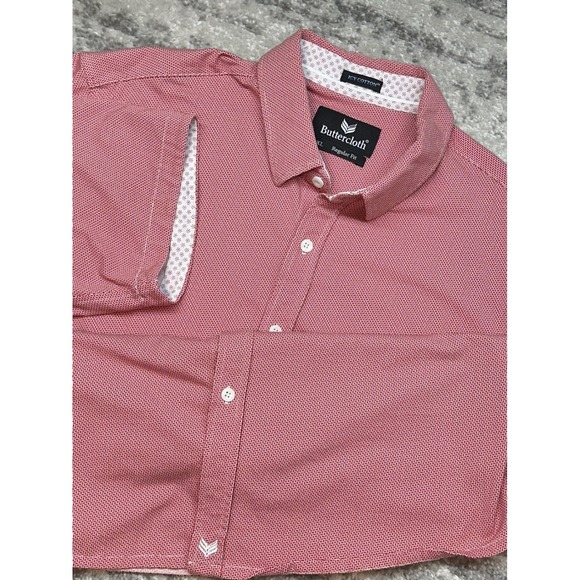 Buttercloth Other - Buttercloth Button Down Shirt Mens XL Red Icy Cotton Regular Fit Short Sleeve